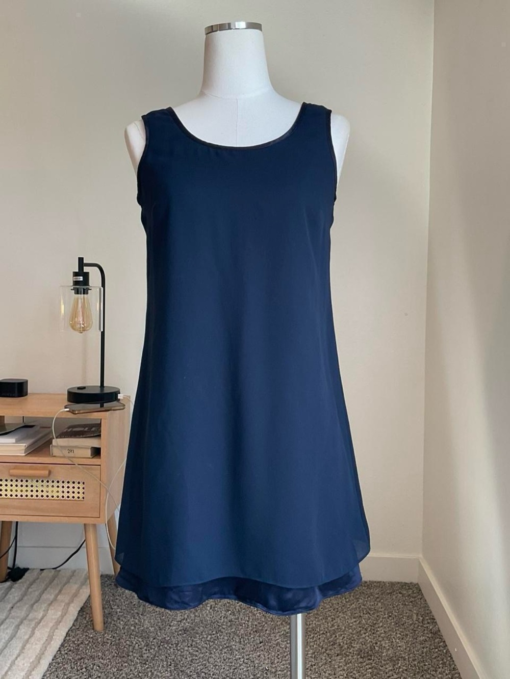 Vintage 90s CDC Sleeveless Navy Shift Mini Dress